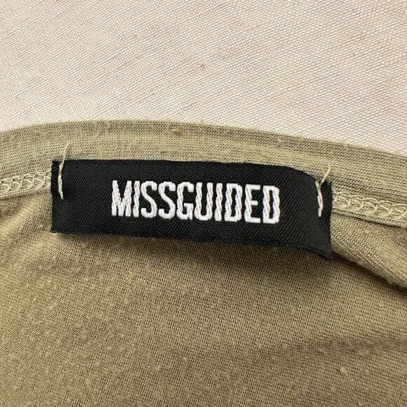 Missguided V-Neck Pullover Dolman Sleeves Loose Fit Green Blouse Top Size 14 - Picture 3 of 5